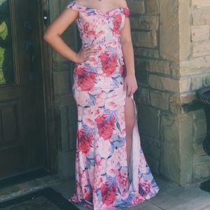 Floral off the shoulder prom dress